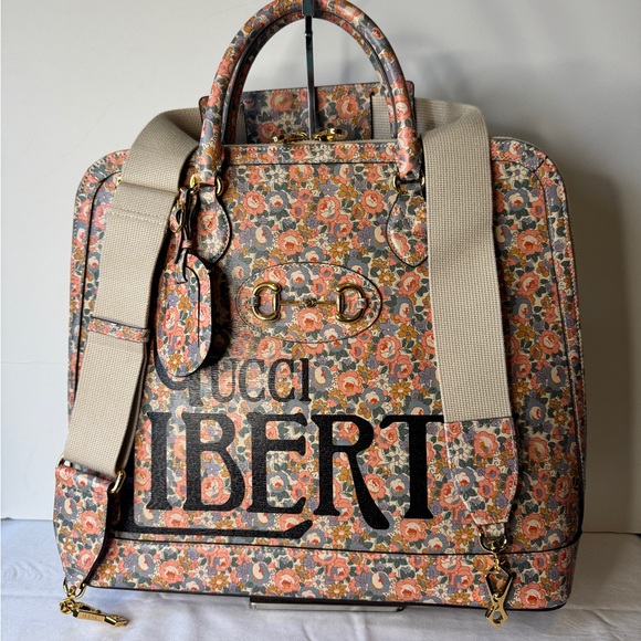 Gucci Handbags - Gucci Floral Liberty Canvas Top-Handle Duffel — Coral, Beige, Green